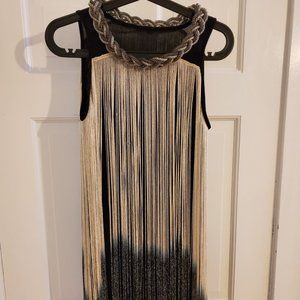 Fringe great gatsby black/gold/silver dress